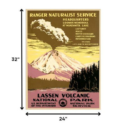 24" X 32" Lassen Volcanic National Park Vintage Travel Poster Wall Art HomeRoots