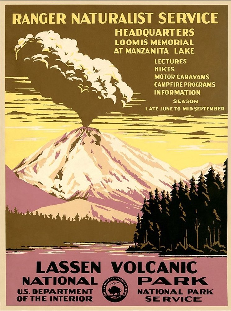 24" X 32" Lassen Volcanic National Park Vintage Travel Poster Wall Art HomeRoots