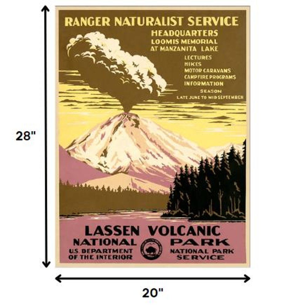 24" X 32" Lassen Volcanic National Park Vintage Travel Poster Wall Art HomeRoots