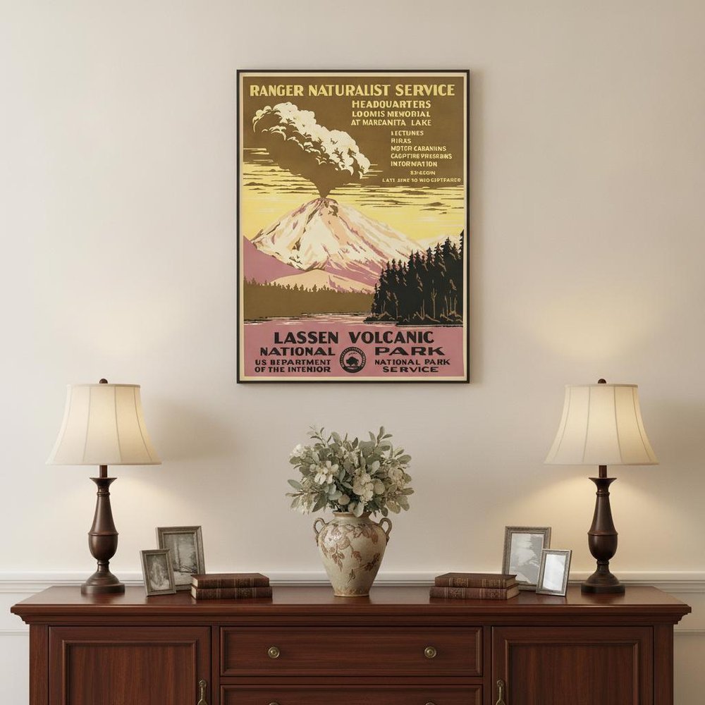 24" X 32" Lassen Volcanic National Park Vintage Travel Poster Wall Art HomeRoots