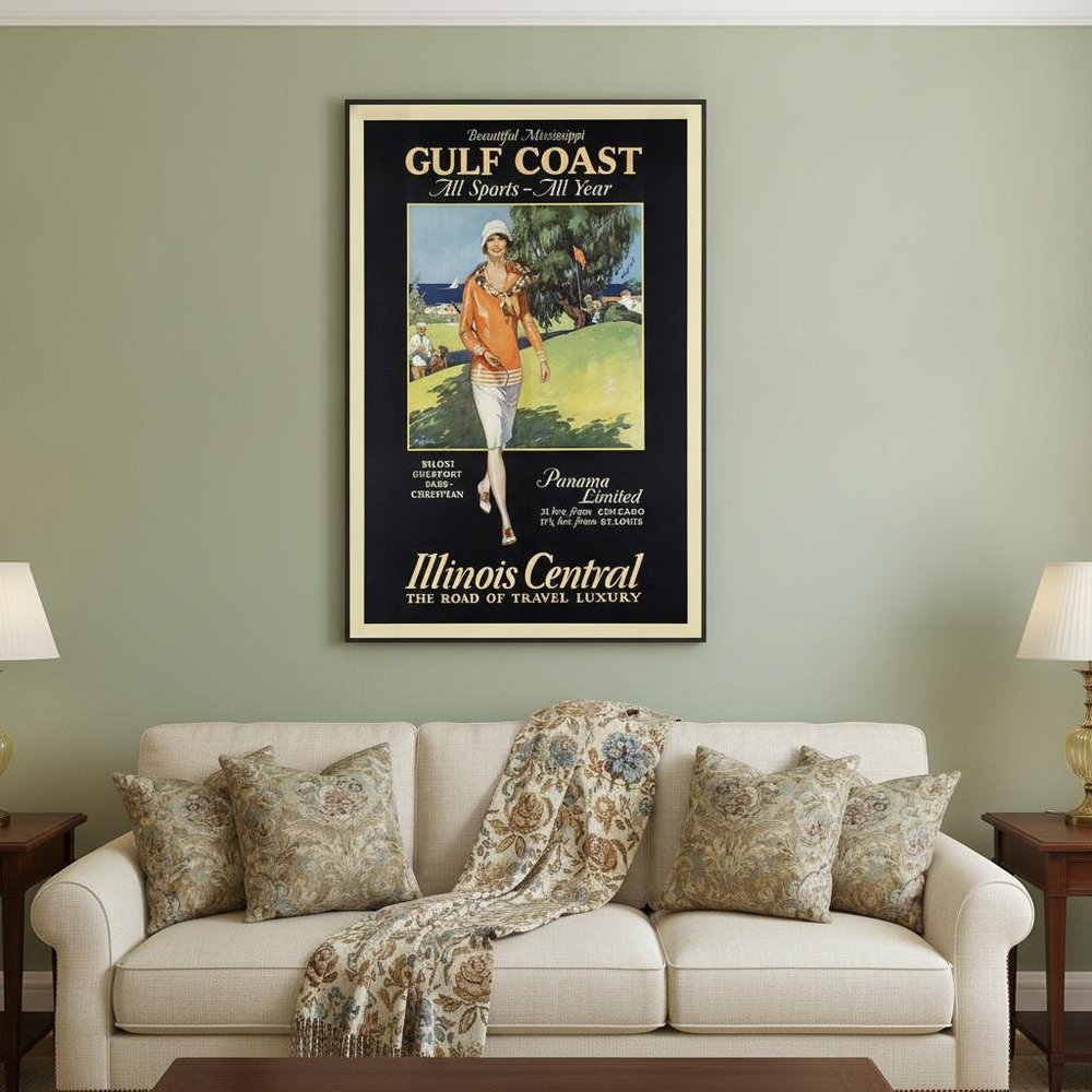 Gulf Coast Golf 1932 Vintage Travel Unframed Print Wall Art — view 1