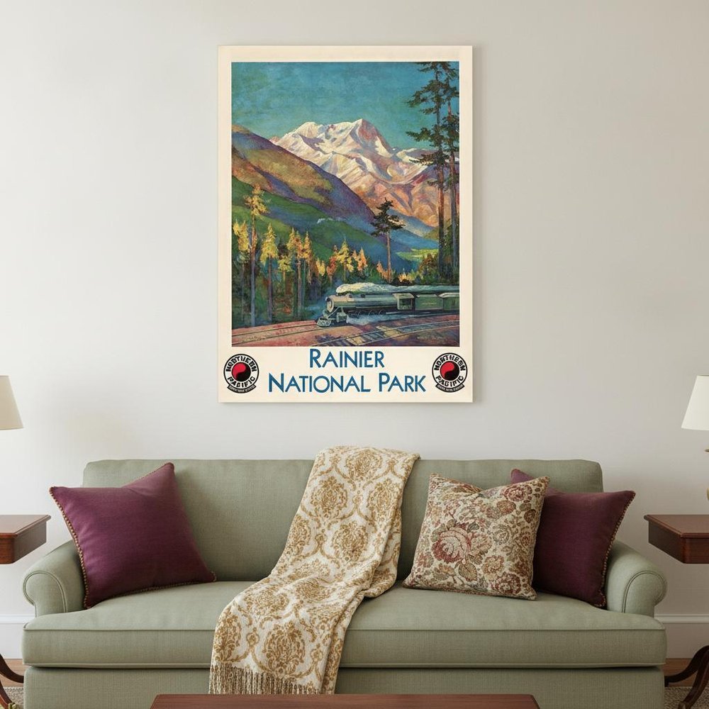 36" X 48" Rainier National Park C1920S Vintage Travel Poster Wall Art — view 1