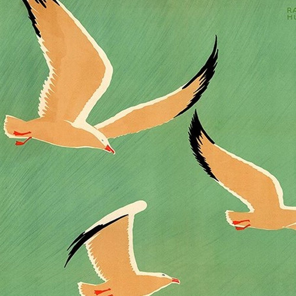 24" X 36" Birds Over Lake Michigan C1929 Vintage Travel Poster Wall Art HomeRoots