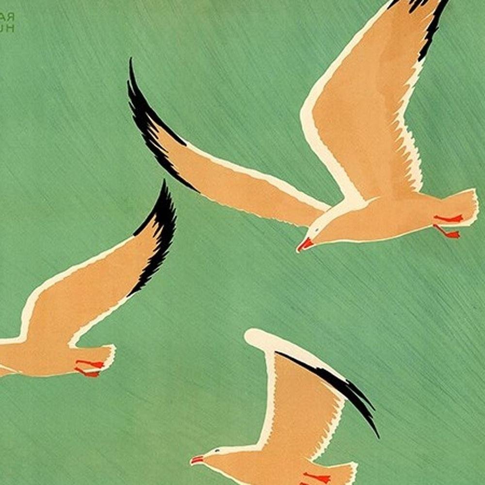 24" X 36" Birds Over Lake Michigan C1929 Vintage Travel Poster Wall Art HomeRoots