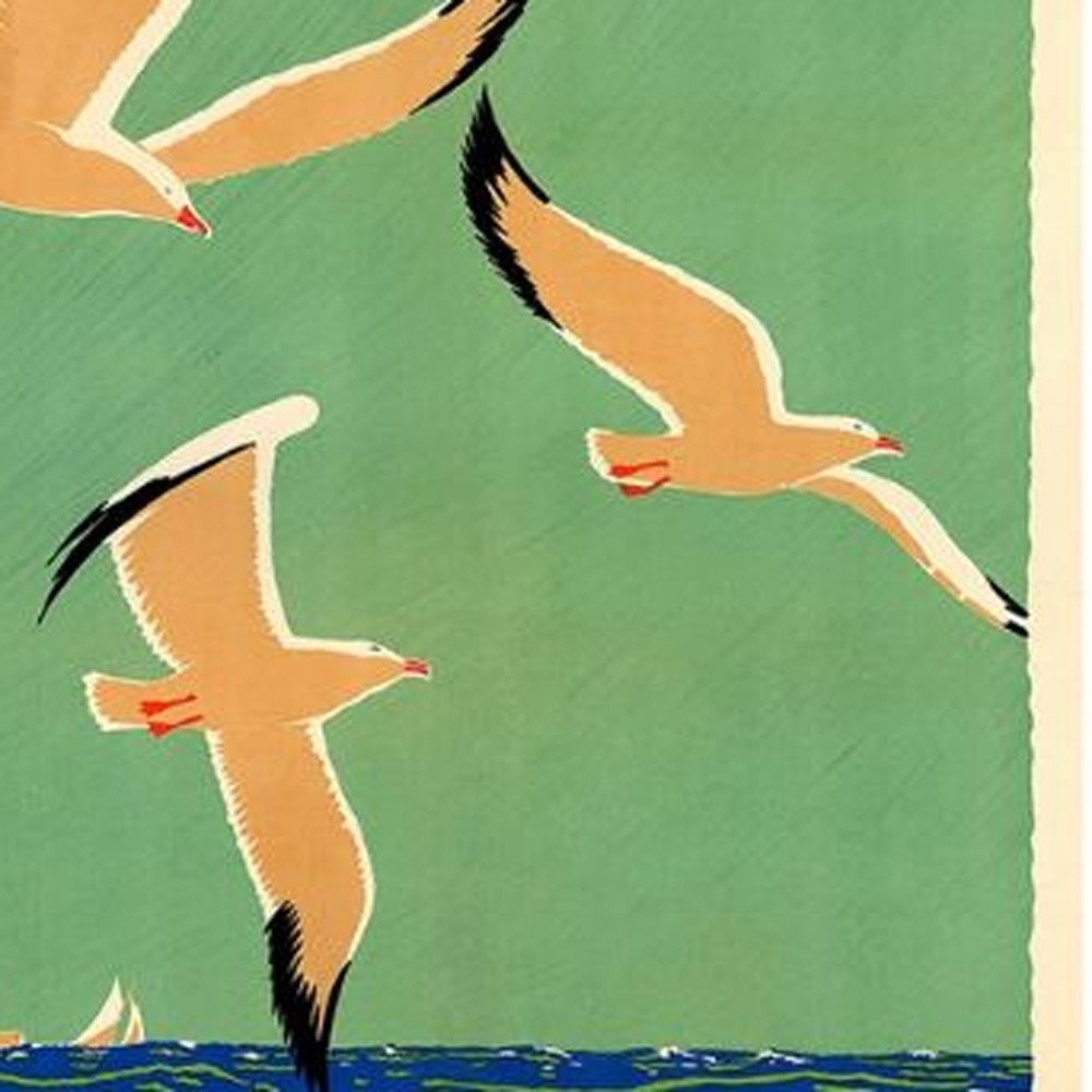 24" X 36" Birds Over Lake Michigan C1929 Vintage Travel Poster Wall Art HomeRoots