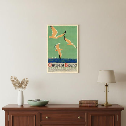 24" X 36" Birds Over Lake Michigan C1929 Vintage Travel Poster Wall Art HomeRoots