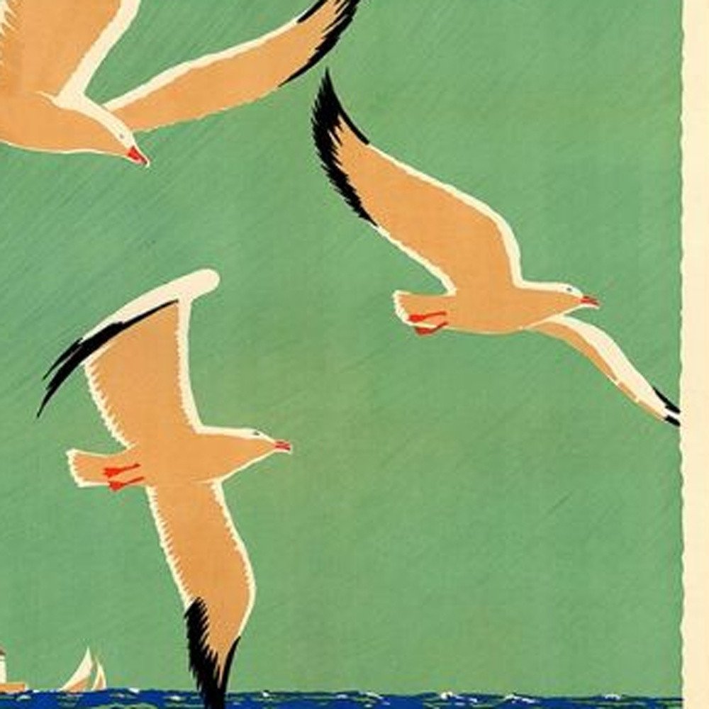 24" X 36" Birds Over Lake Michigan C1929 Vintage Travel Poster Wall Art HomeRoots