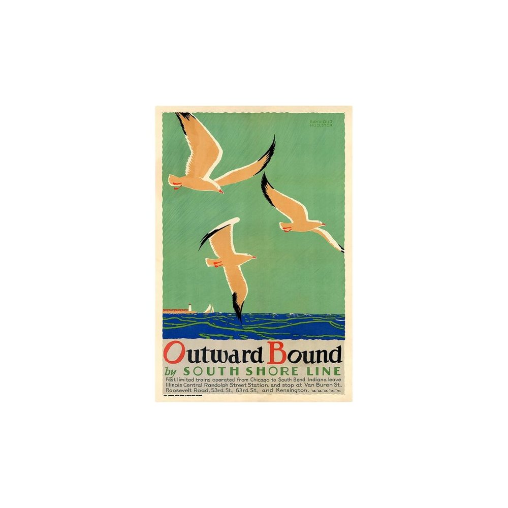 24" X 36" Birds Over Lake Michigan C1929 Vintage Travel Poster Wall Art — view 15