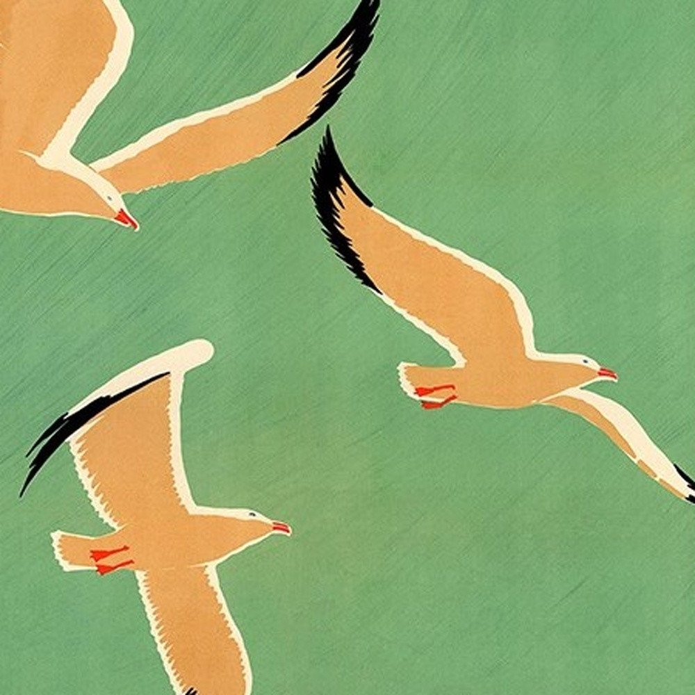 24" X 36" Birds Over Lake Michigan C1929 Vintage Travel Poster Wall Art HomeRoots