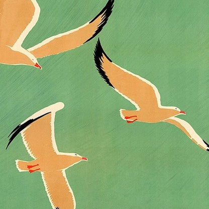 24" X 36" Birds Over Lake Michigan C1929 Vintage Travel Poster Wall Art HomeRoots