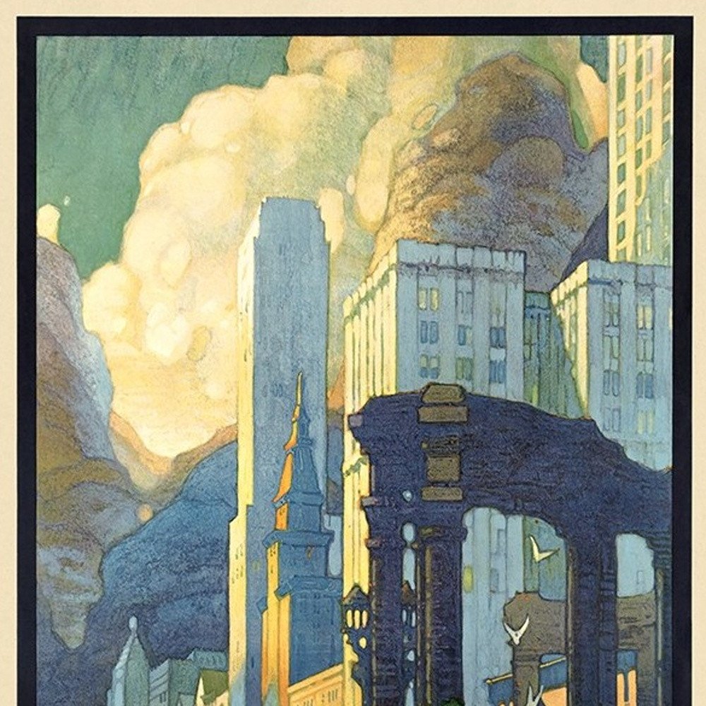 Vintage 1929 Chicago Michigan Ave Travel Unframed Print Wall Art — view 5