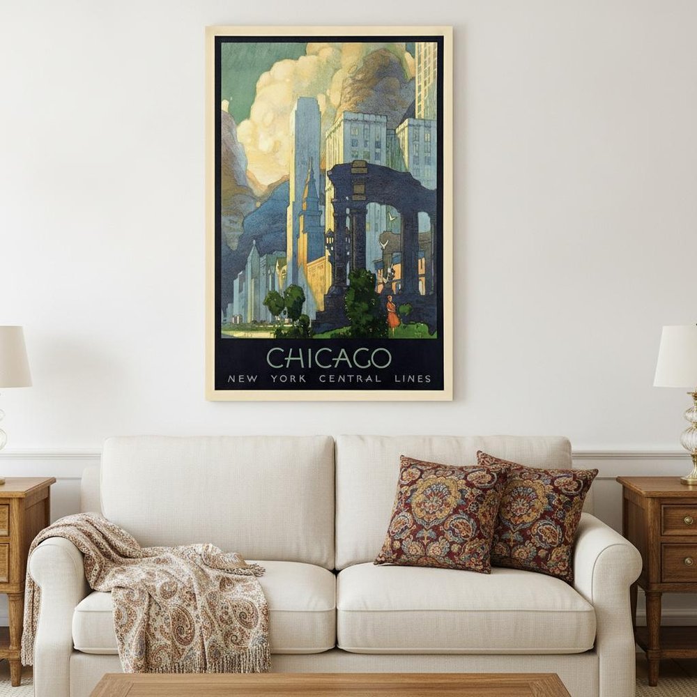 Vintage 1929 Chicago Michigan Ave Travel Unframed Print Wall Art — view 6