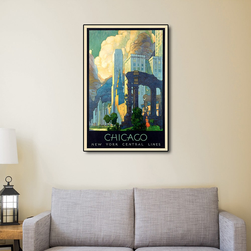36" X 54" Vintage 1929 Chicago Michigan Ave Travel Poster Wall Art