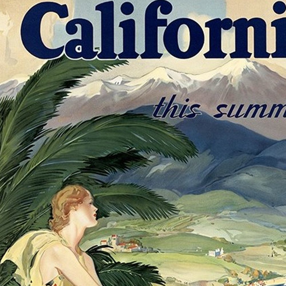 Vintage 1934 California Travel Unframed Print Wall Art — view 3