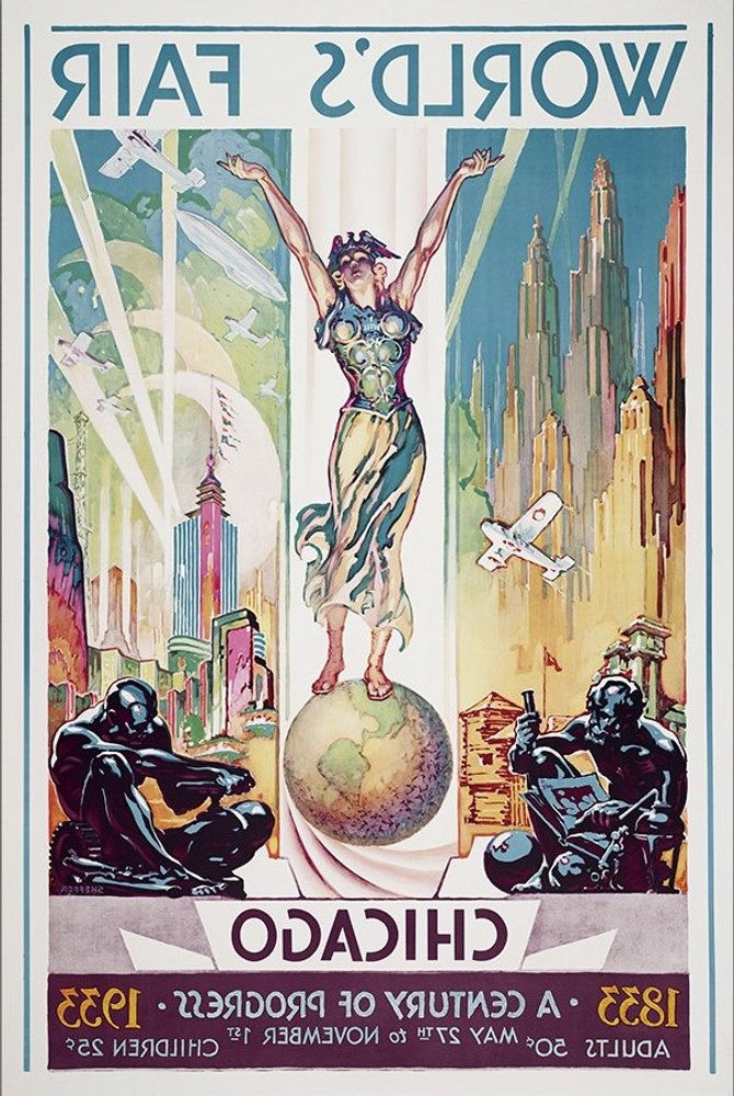 36" x 54" Vintage 1933 Chicago Worlds Fair Wall Art HomeRoots