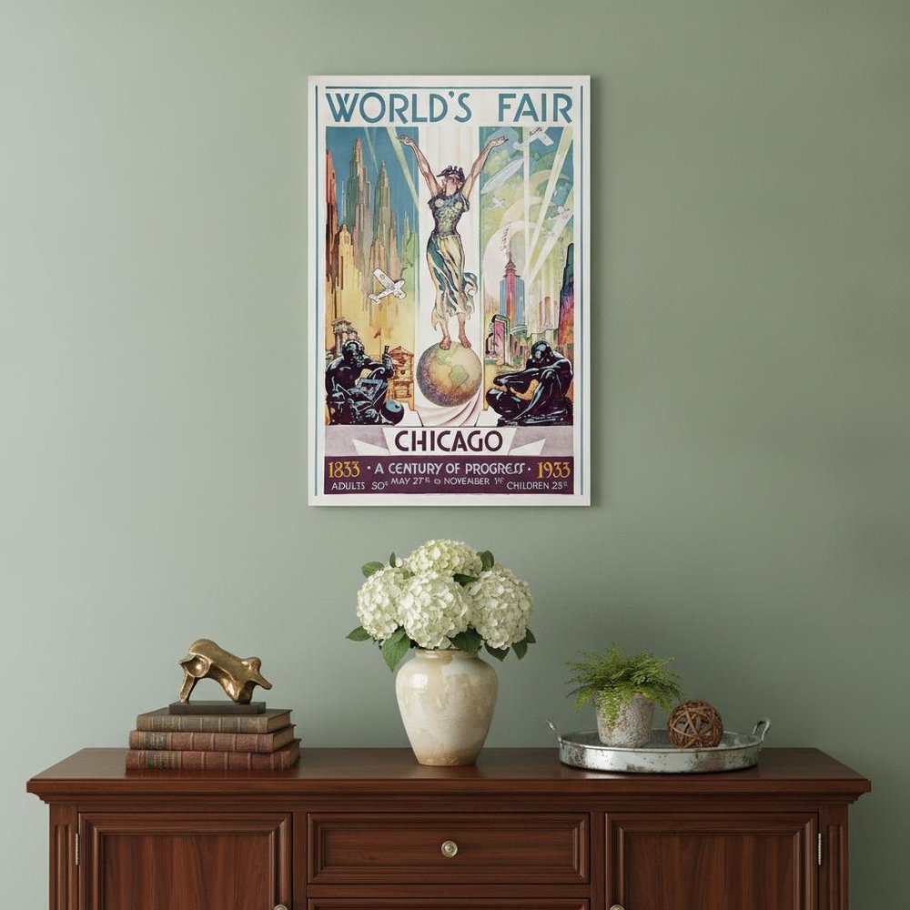 36" x 54" Vintage 1933 Chicago Worlds Fair Wall Art HomeRoots