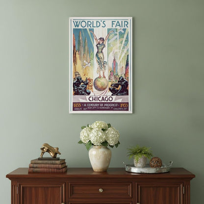 36" x 54" Vintage 1933 Chicago Worlds Fair Wall Art HomeRoots
