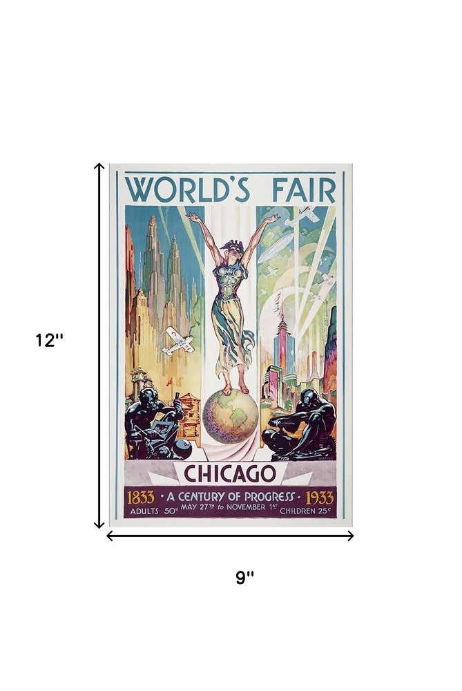 36" x 54" Vintage 1933 Chicago Worlds Fair Wall Art HomeRoots