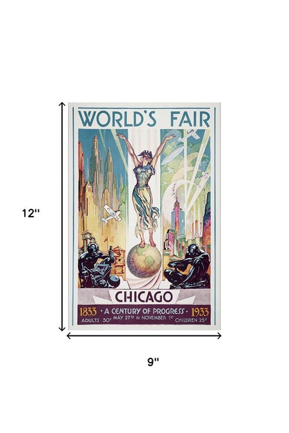 36" x 54" Vintage 1933 Chicago Worlds Fair Wall Art HomeRoots