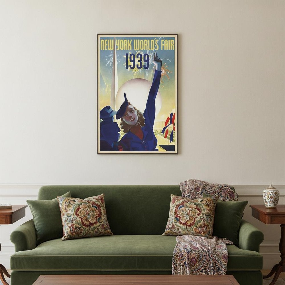 New York 1939 World's Fair Vintage Travel Unframed Print Wall Art HomeRoots