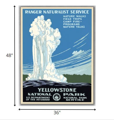 36" x 48" Yellowstone National Park c1938 Vintage Travel Poster Wall Art
