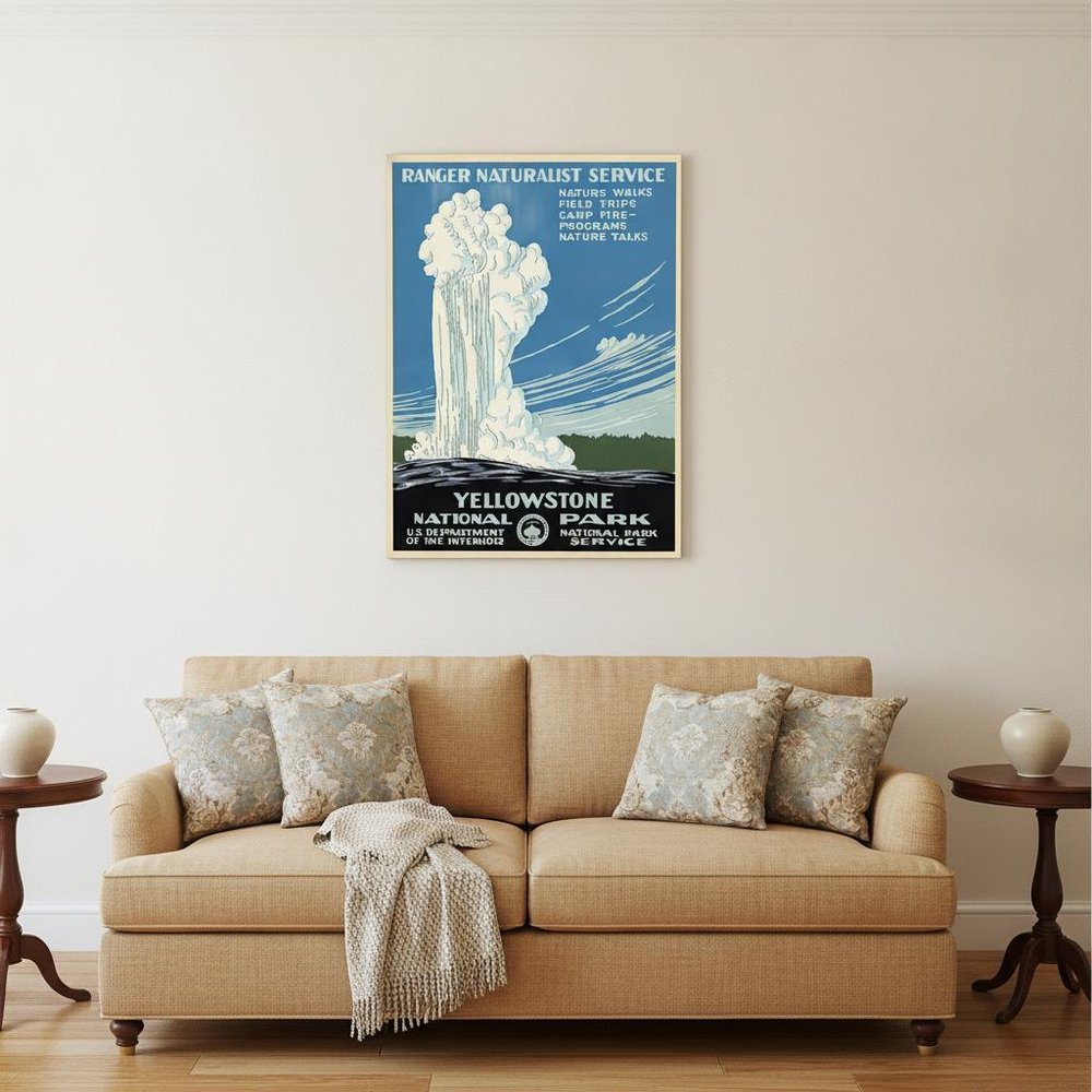 36" x 48" Yellowstone National Park c1938 Vintage Travel Poster Wall Art HomeRoots