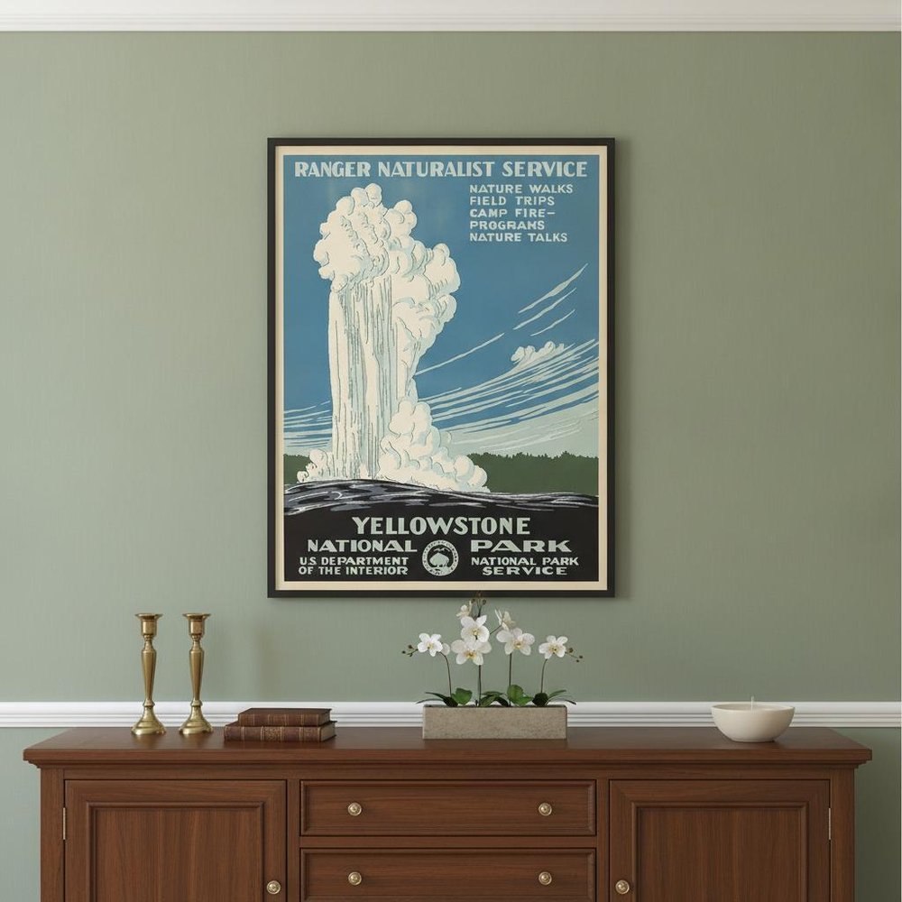 36" x 48" Yellowstone National Park c1938 Vintage Travel Poster Wall Art HomeRoots