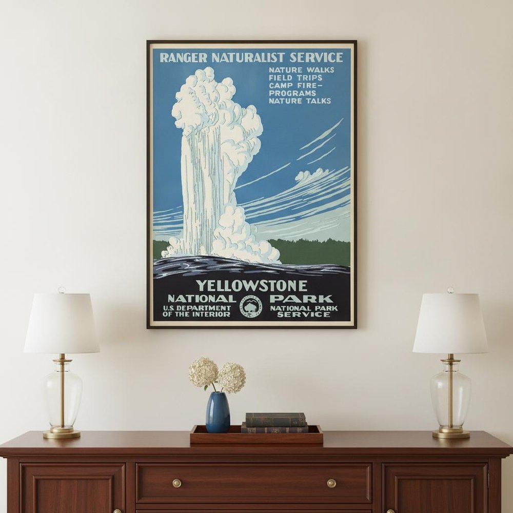 36" x 48" Yellowstone National Park c1938 Vintage Travel Poster Wall Art HomeRoots