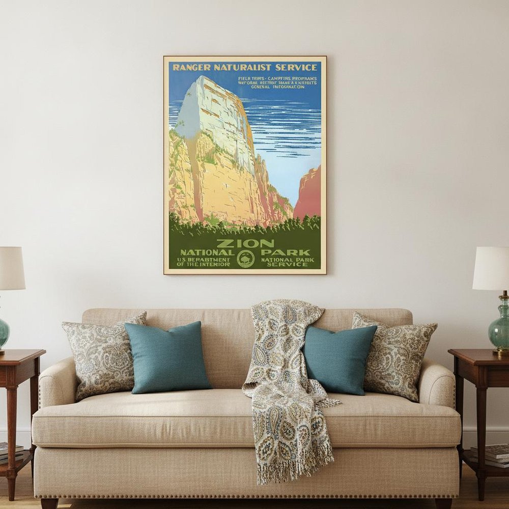 36" x 48" Zion National Park c1938 Vintage Travel Poster Wall Art HomeRoots