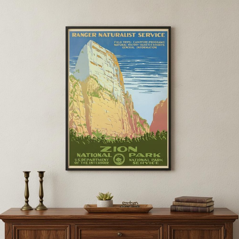 36" x 48" Zion National Park c1938 Vintage Travel Poster Wall Art HomeRoots