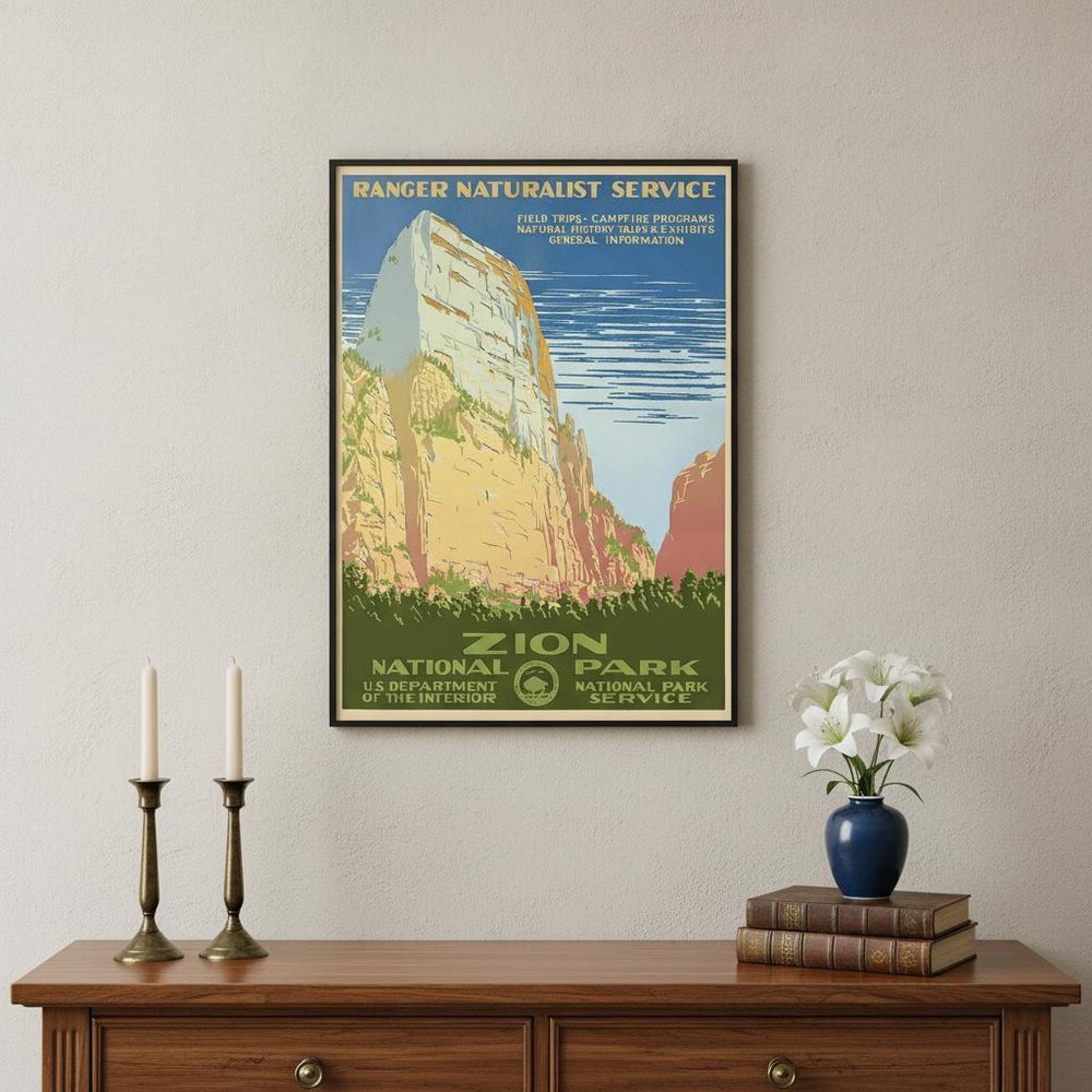 36" x 48" Zion National Park c1938 Vintage Travel Poster Wall Art HomeRoots