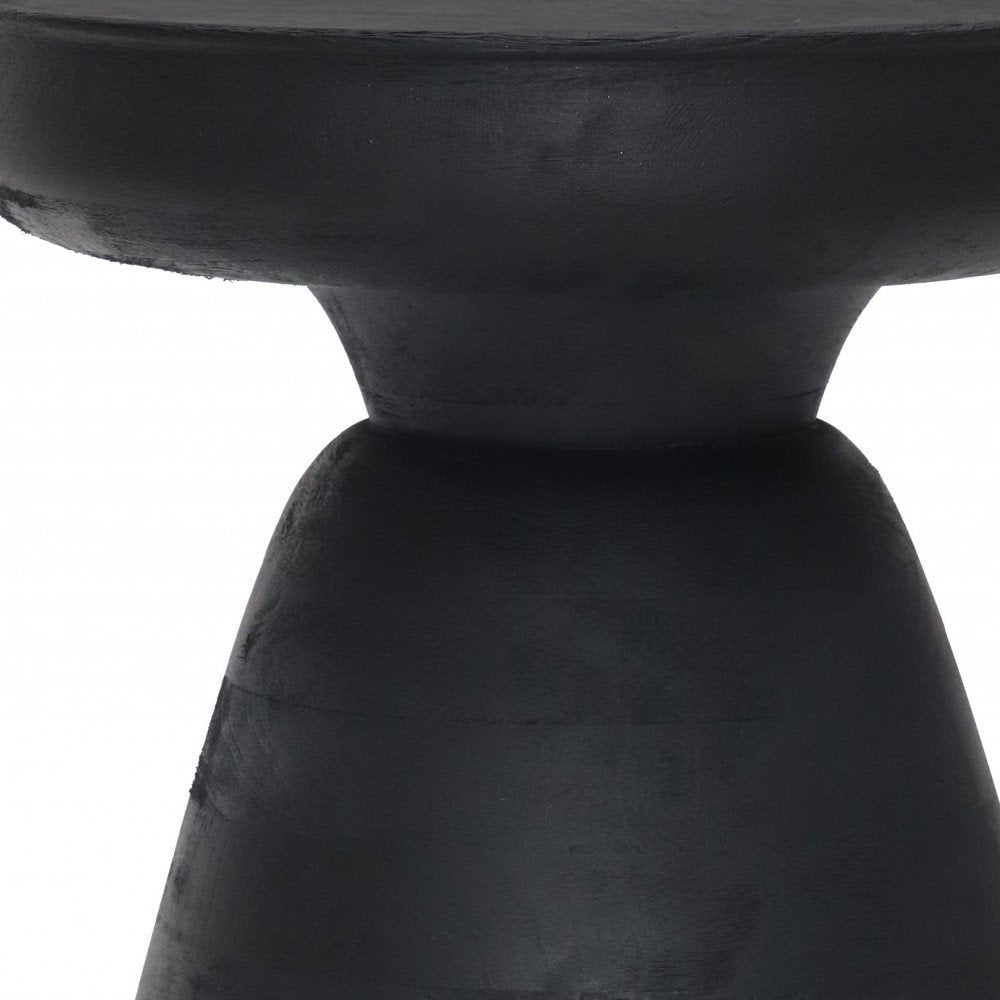 18" Black Solid Wood Round Pedestal End Table HomeRoots
