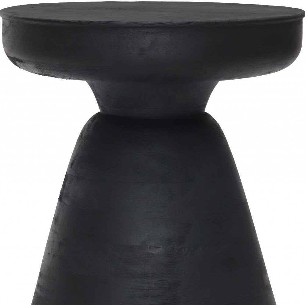 18" Black Solid Wood Round Pedestal End Table HomeRoots