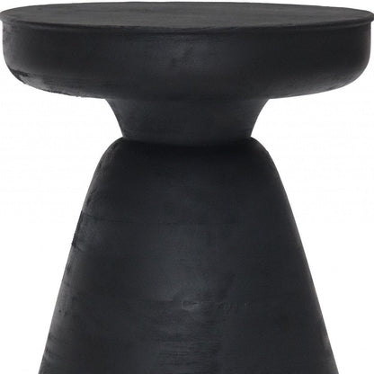 18" Black Solid Wood Round Pedestal End Table HomeRoots