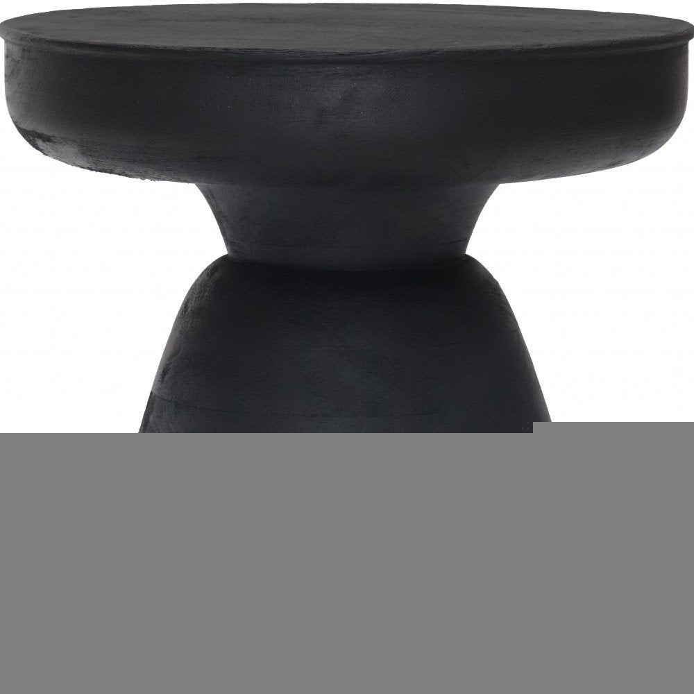 18" Black Solid Wood Round Pedestal End Table HomeRoots