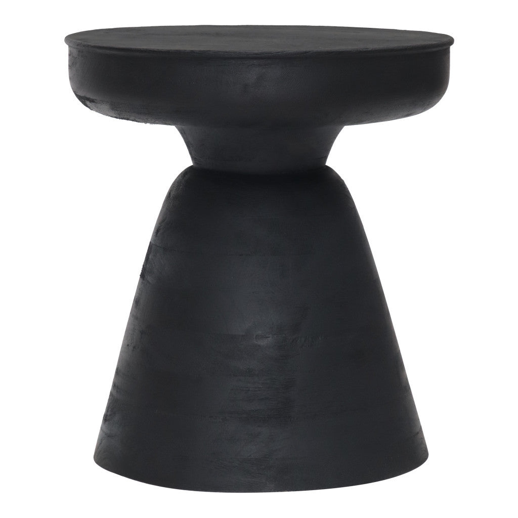 18" Black Solid Wood Round End Table