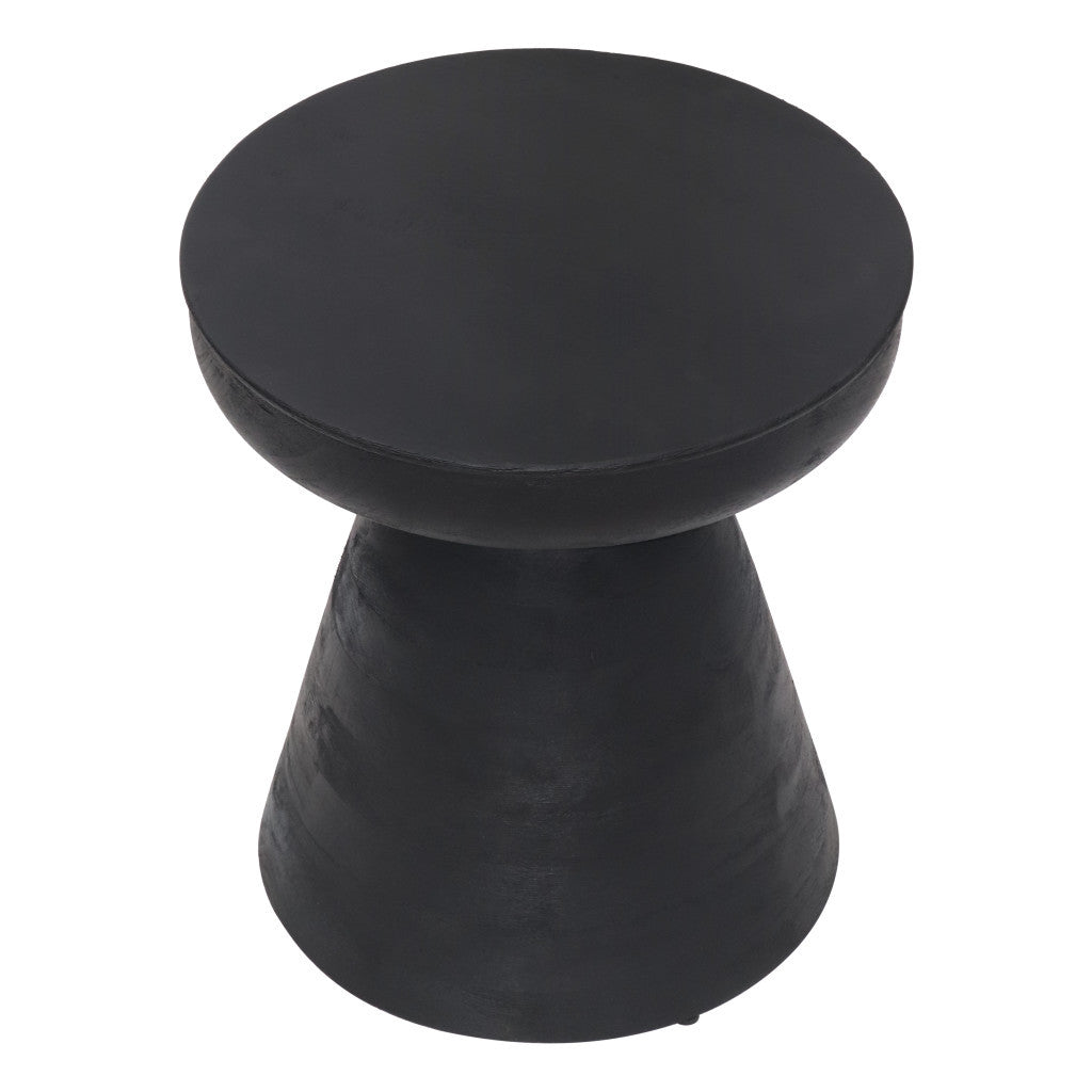 18" Black Solid Wood Round End Table