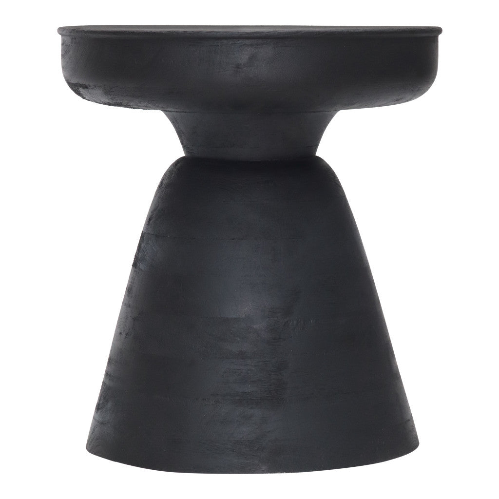 18" Black Solid Wood Round End Table