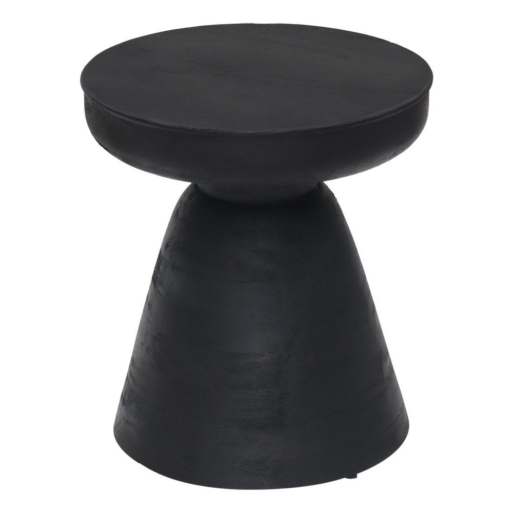 18" Black Solid Wood Round Pedestal End Table HomeRoots