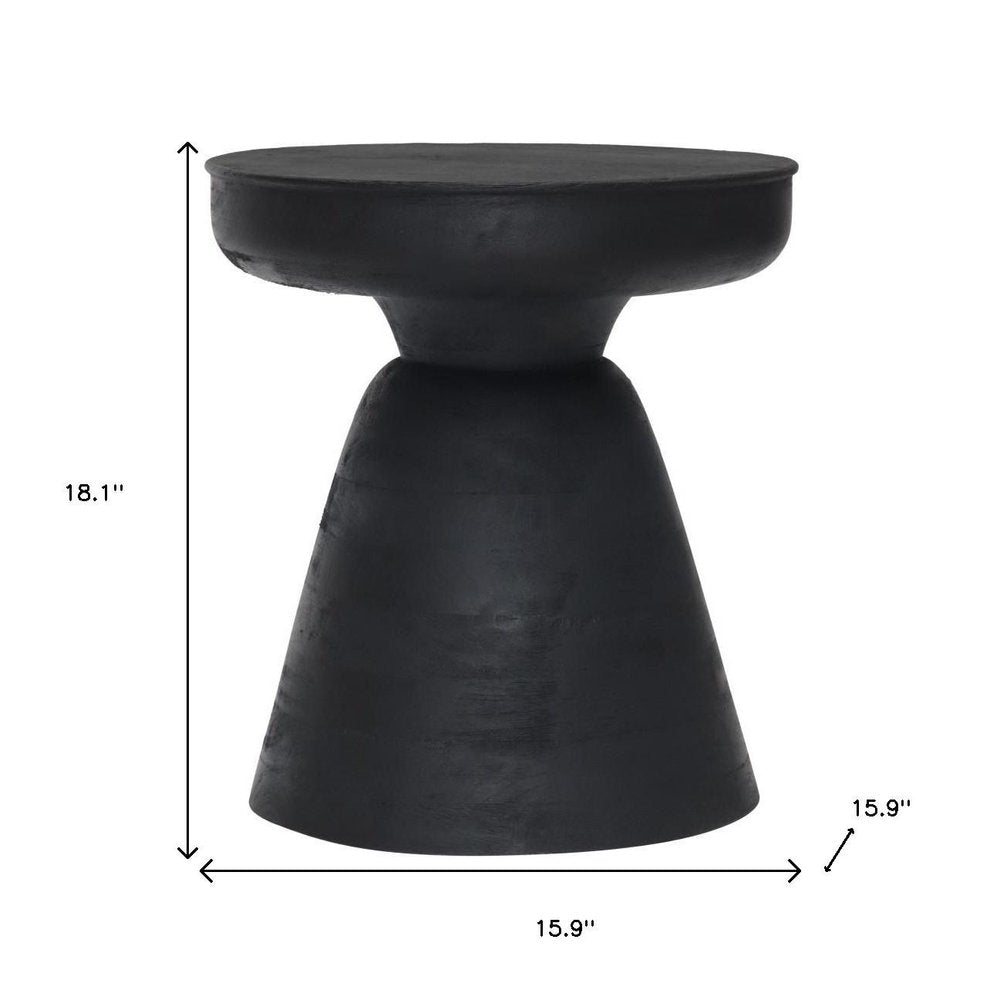 18" Black Solid Wood Round Pedestal End Table HomeRoots