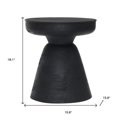 18" Black Solid Wood Round Pedestal End Table HomeRoots