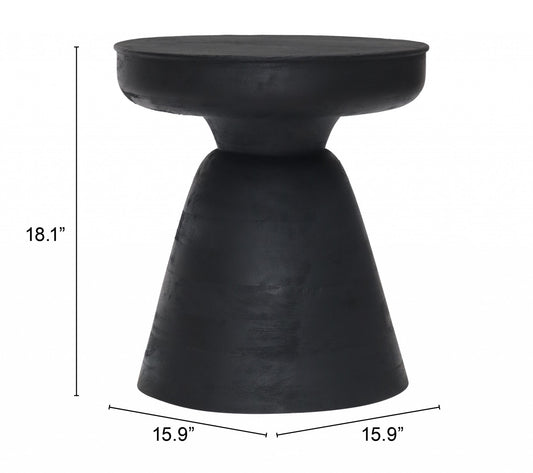 18" Black Solid Wood Round End Table