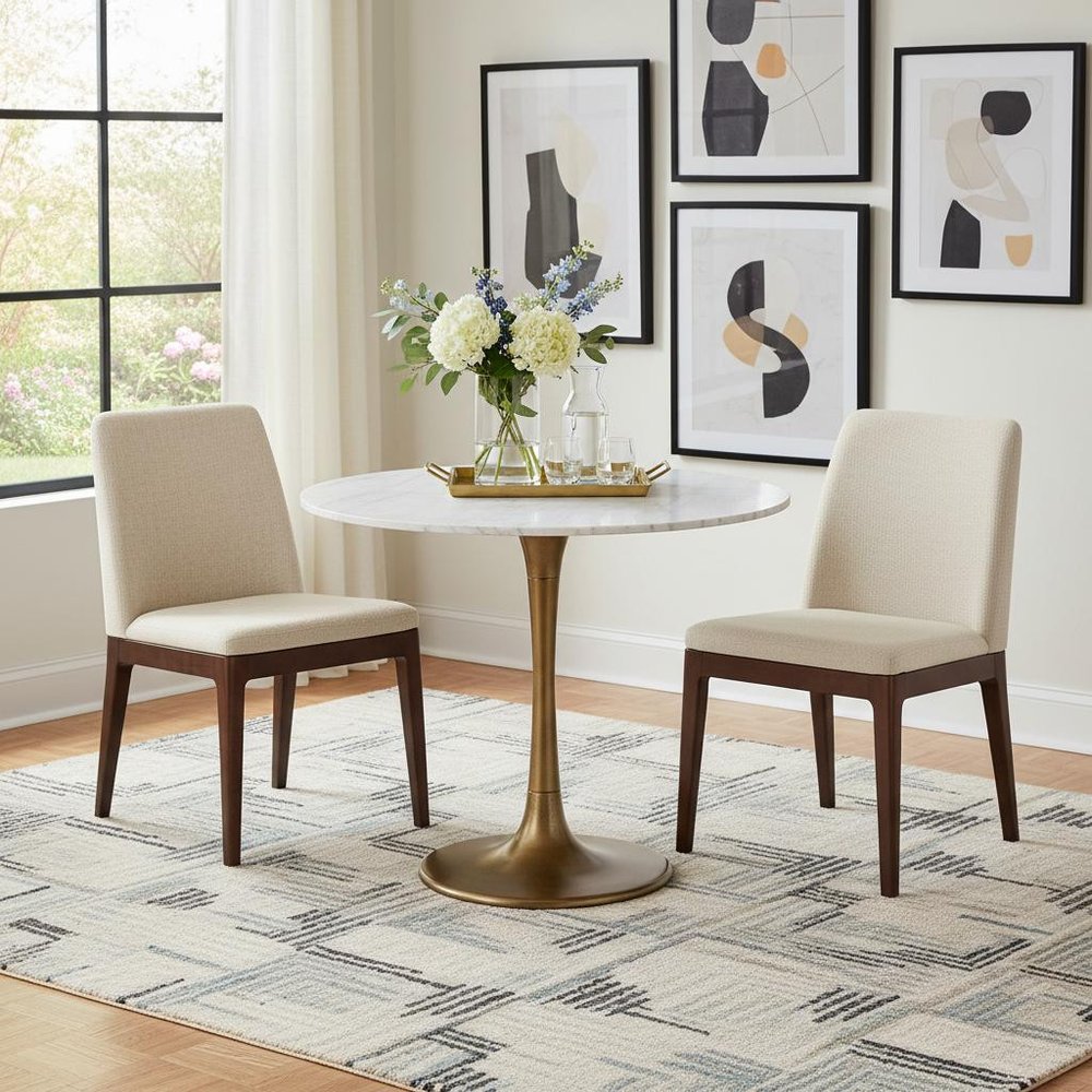 Marble and Aluminum Dining Table HomeRoots