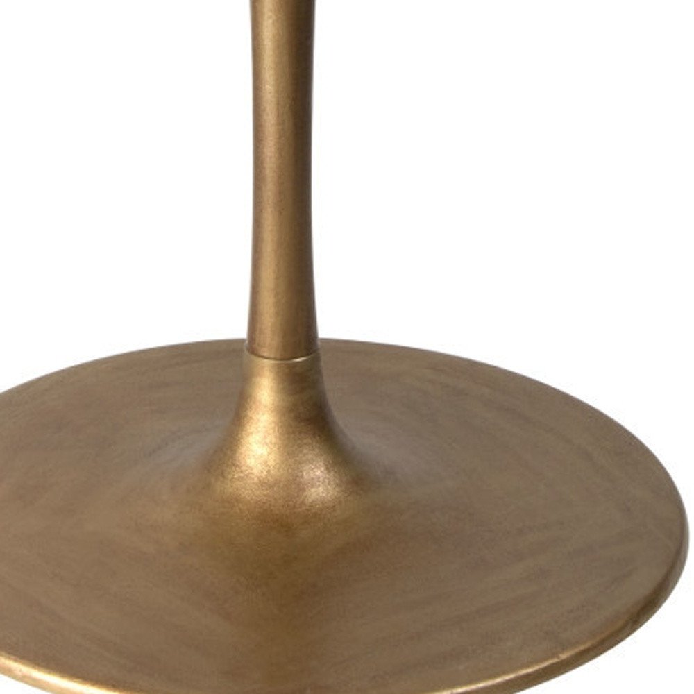 47" White and Gold Marble and Steel Pedestal Base Round Top Dining Table HomeRoots