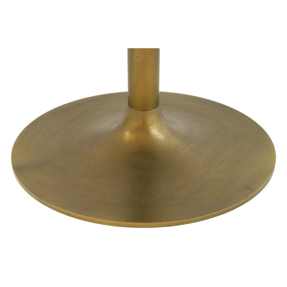 47" White and Gold Marble and Steel Pedestal Base Round Top Dining Table HomeRoots