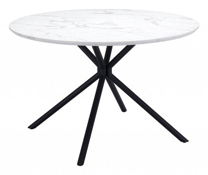 47" White And Black Rounded Steel Dining Table HomeRoots
