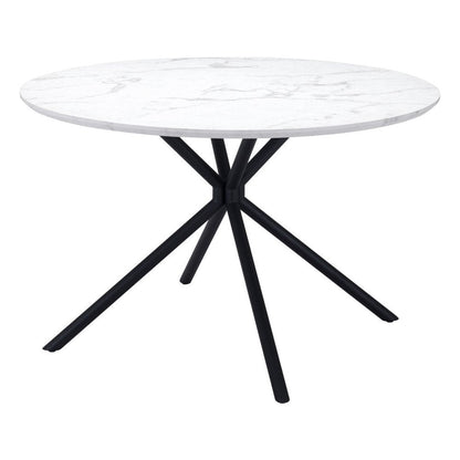 47" White And Black Rounded Steel Dining Table HomeRoots