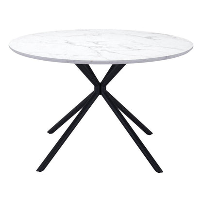 47" White And Black Rounded Steel Dining Table HomeRoots