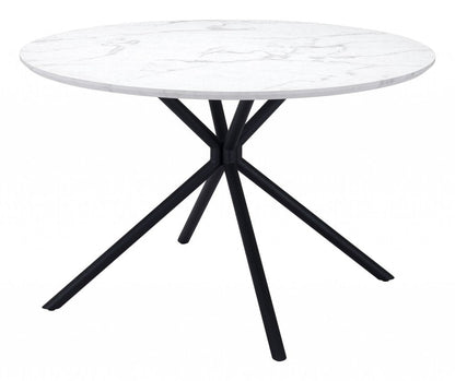 47" White And Black Rounded Steel Dining Table HomeRoots
