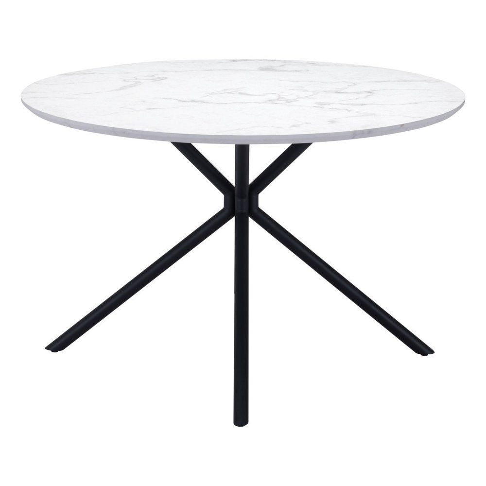 47" White And Black Rounded Steel Dining Table HomeRoots